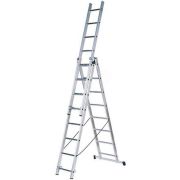 Лестница трехсекционная алюминиевая, 3x8 ступеней, H=233/371/509 см, вес 10.17 кг