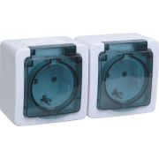 Гермес PLUS Розетка двойная наружная с заземлением с крышкой IP54