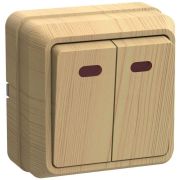 Выключатель 2-кл. ОП Октава 10А IP20 ВС20-2-1-ОС с индикацией сосна GENERICA EVO21-K03-10-DC