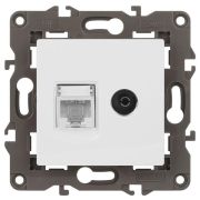 Розетка компьютерная + телевизионная 2-м Elegance 14-3110-01 RJ45 + TV IP20 механизм бел. Эра Б0034314