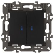 Выключатель 2-кл. СП Elegance 14-1105-05 10А IP20 250В 10AX с подсветкой механизм антрацит Эра Б0034241