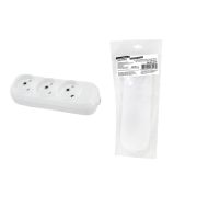 Колодка розеточная 3 гнезда 2П б/з 10А 250В белая серии Народная