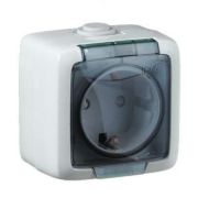 Розетка наружная с заземлением без шторок белая IP44