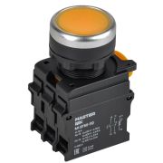 Кнопка с подсветкой d=22мм 1NO+1NC жёлтая MASTER