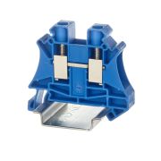 Клемма проходная, винтовой зажим, 2 точки подключения, 10 кв.мм, синяя