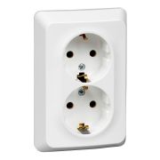 ЭТЮД Розетка двойная скрытой установки с заземлением без шторок 16А 250B, белый