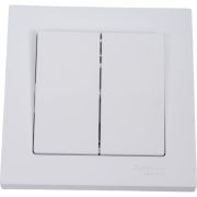 Выключатель двухклавишный ATLASDESIGN схема 5 10АХ в сборе белый
