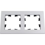 Рамка двухпостовая ATLASDESIGN NATURE, МЕТАЛЛ СЕРЕБРО