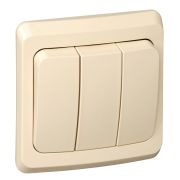 ЭТЮД Выключатель трехклавишный скрытый бежевый