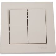 Выключатель двухклавишный ATLASDESIGN схема 5 10АХ в сборе бежевый