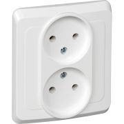 ЭТЮД Розетка двойная скрытая без заземления без шторок белая