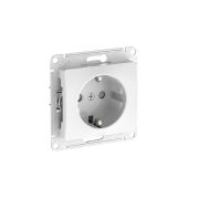 GLOSSA РОЗЕТКА с заземлением со шторками, 16А, быстрозажимные клеммы, БЕЛЫЙ