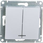 Выключатель двухклавишный ATLASDESIGN с подсветкой схема 5а 10АХ механизм белый