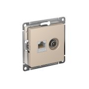 ATLASDESIGN РОЗЕТКА двойная ТВ + компьютерная RJ45, кат. 5Е, ПЕСОЧНЫЙ