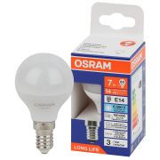 Лампа светодиодная шар LED 7Вт Е14 6500К 600Лм 170-250В (замена 60Вт) OSRAM