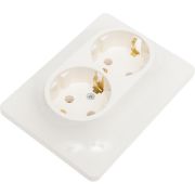 GLOSSA розетка двойная с заземлением в сборе молочный