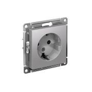 Розетка ATLASDESIGN с заземлением со шторками 16А механизм алюминий