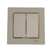 Выключатель двухклавишный ATLASDESIGN схема 5 10АХ в сборе шампань