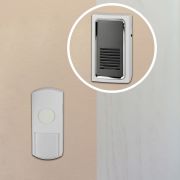 Звонок дверной беспроводной от сети 6 мелодий 100м IP44 бело-серый C96