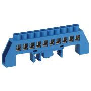 Шина NO-224-111 N ноль в комбинированном изоляторе на DIN-рейку ШНИ-8х12-10-Д-синий