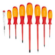 Набор отверток диэлектрических до 1000 В + тестер, 8 шт., PH + SL, CrMo, 2к рукоятка