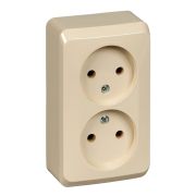 ЭТЮД Розетка двойная наружная без заземления без шторок бежевая