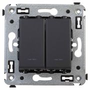 Avanti Выключатель двухклавишный в стену  Черный   матовый