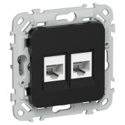 FLITE Розетка 2-местная компьютерная RJ45 категория 5Е UTP РК5е-2-0-ФлЧ черный IEK