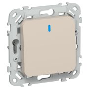 FLITE Выключатель 1-клавишный проходной с индикацией 10А ВС61-1-1-ФлЛ льняной IEK