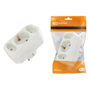 Блок на 3 гнезда: 1x2П+3 16 А + 2х2П 2,5 А под плоскую вилку 250 B белый TDM