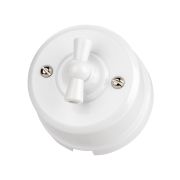 Выключатель поворотный проходной с ручкой (бантик) 10А белый «Виви» TDM