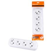 Колодка розеточная 4 гнезда 2П без заземления 10А 250В белая