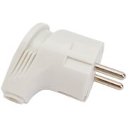 Вилка угловая с заземлением белая 16А 250В