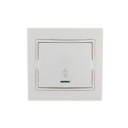 Переключатель проходной 1-кл. СП Mira 10А с подсветкой с бел. вставкой бел. LEZARD 701-0202-114