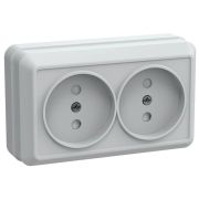 Розетка 2-м ОП Октава РСш22-2-ОБ 10А IP20 без заземл. защ. шторки бел. GENERICA ERO23-K01-10-DC