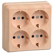 Розетка 4-м ОП Октава РС24-3-ОС 16А IP20 с заземл. сосна GENERICA ERO41-K03-16-DC