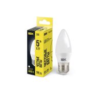 Лампа светодиодная Eco 5Вт C35 свеча 4000К нейтр. бел. E27 450лм 230-240В IEK LLE-C35-5-230-40-E27