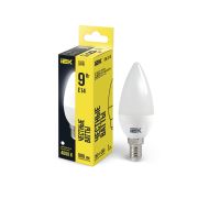 Лампа светодиодная Eco 9Вт C35 свеча 4000К нейтр. бел. E14 230В IEK LLE-C35-9-230-40-E14