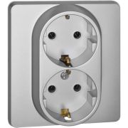 Розетка Inspiria 16А 250В 2х2P+E немецк. стандарт алюм. IEK 673752