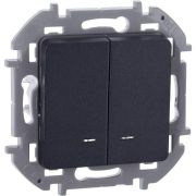 Выключатель 2-кл. Inspiria 10А IP20 250В 10AX с подсветкой/индикацией механизм антрацит IEK 673633