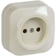 Розетка 1-м ОП GLORY РС20-2-ХК 10А без заземл. крем. IEK ERH10-K33-10