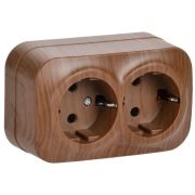 Розетка 2-м ОП GLORY РС22-3-ХД 16А с заземл. дуб IEK ERH21-K24-16