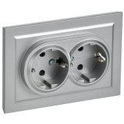 Розетка 2-м СП BRITE РСш12-3-БрА 16А в сборе с заземл. защ. шторки алюм. IEK BR-R24-16-K47-F
