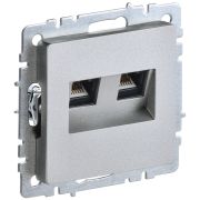 Розетка компьютерная двойная СП RJ45 кат.5E BRITE РК10-2-БрА алюм. IEK BR-K20-1-K47